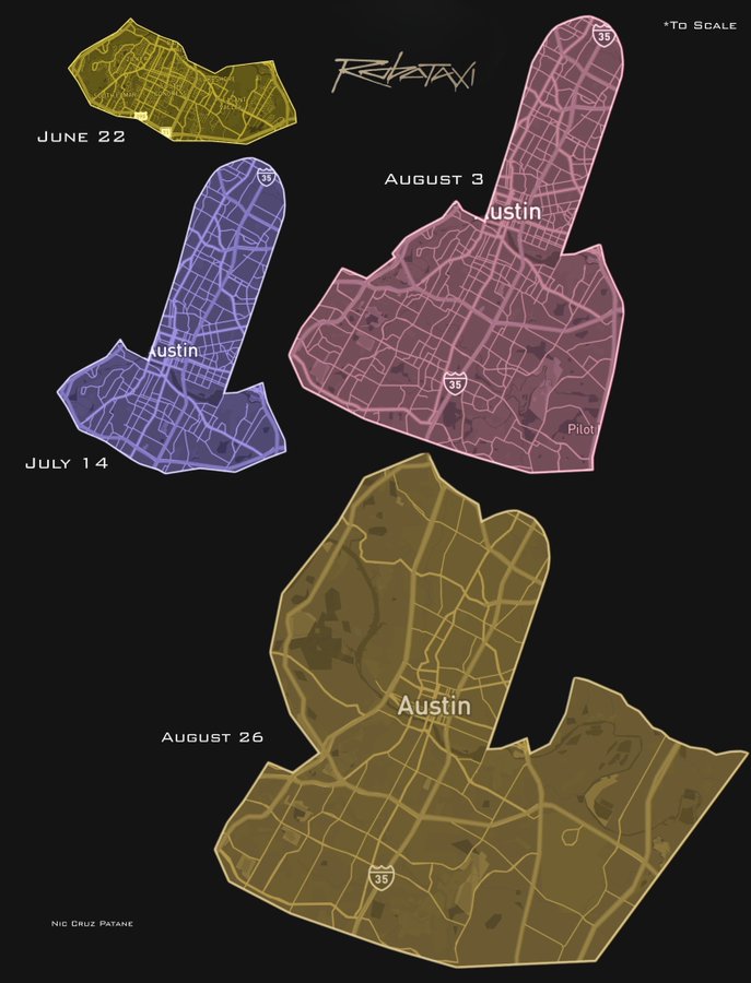 Tesla investment 2025 Robotaxi service area expansion map