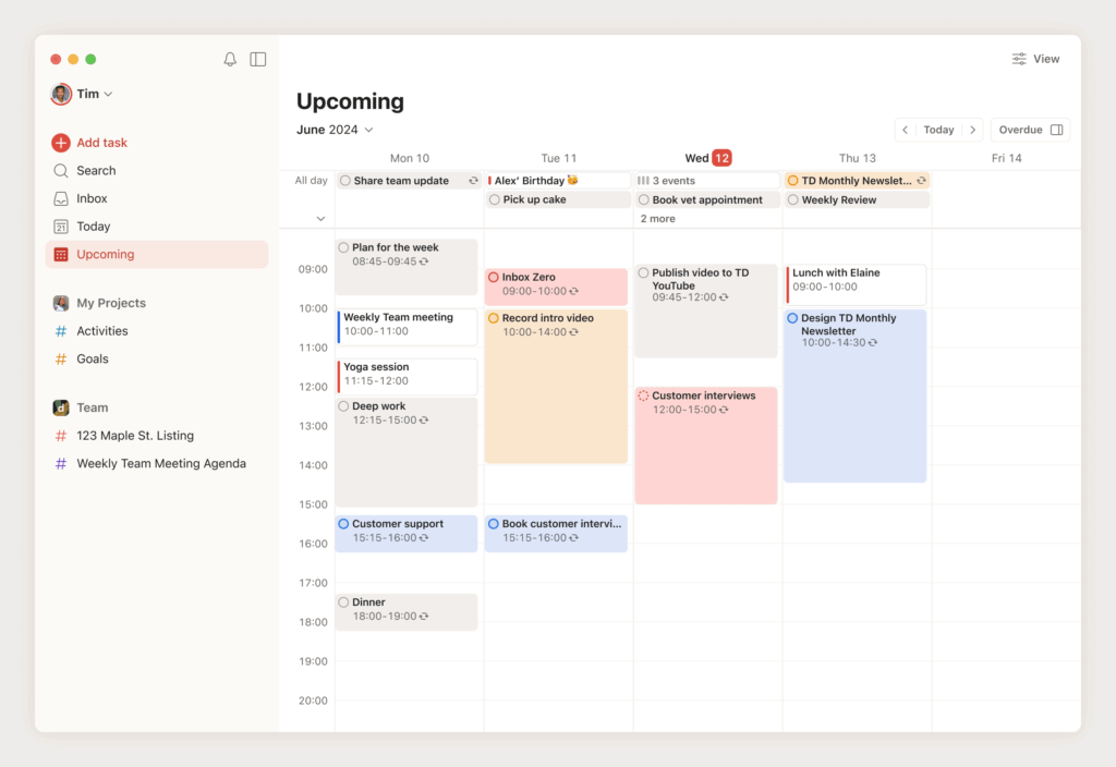 Todoist review 2025 - Calendar view