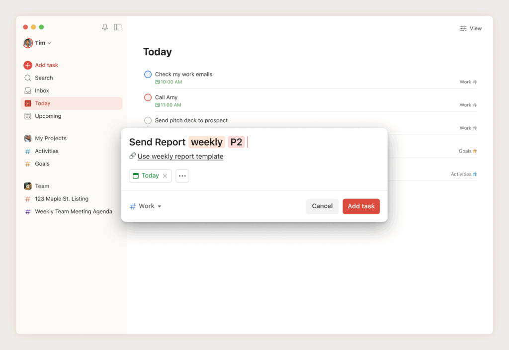 Todoist review 2025 - Add task