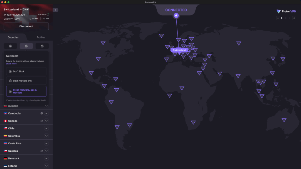 Proton VPN server list