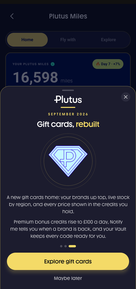 Plutus September 2026 in-app notice: gift cards rebuilt
