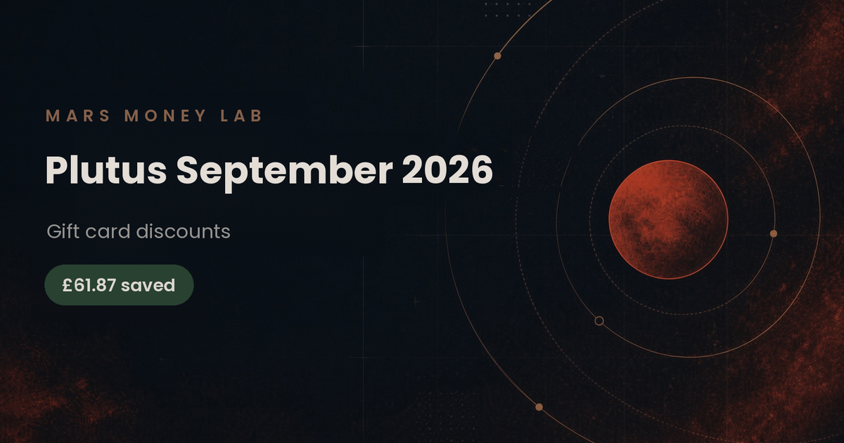 Plutus September 2026: gift card discounts, £61.87 saved